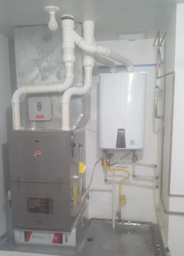 Modern gas furnace in home