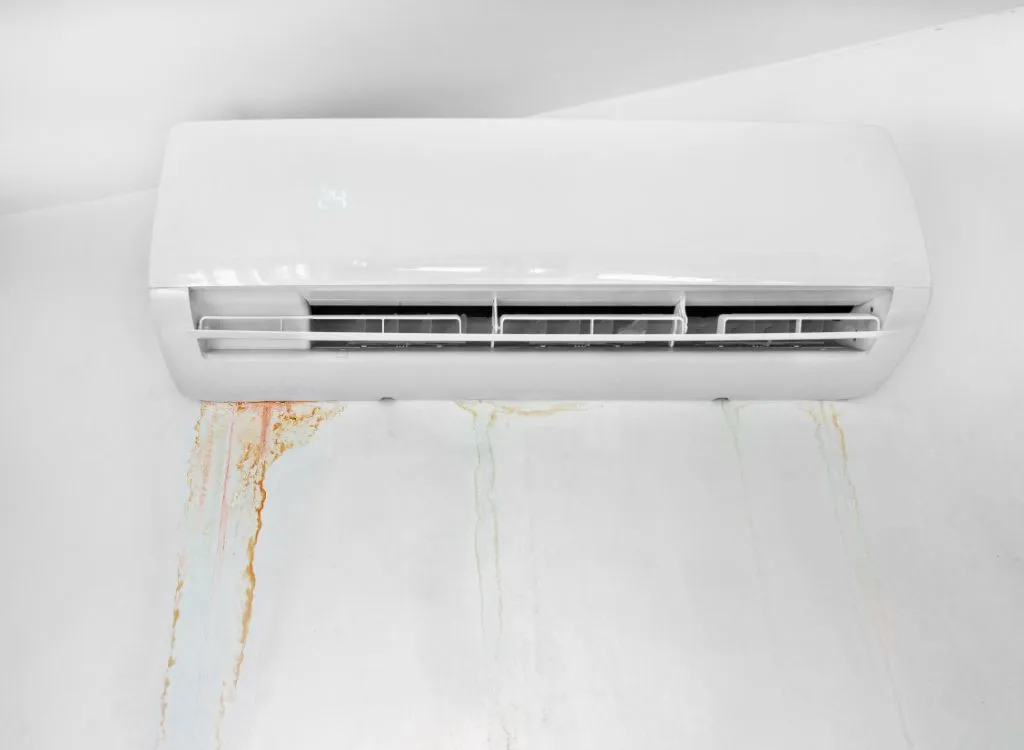 Air conditioner leak causing wall stains