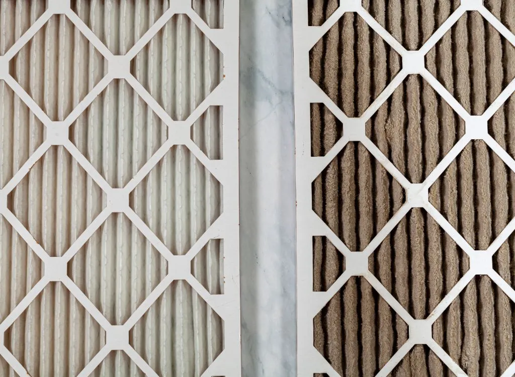 New and clean ac filter vs old and dirty ac filter