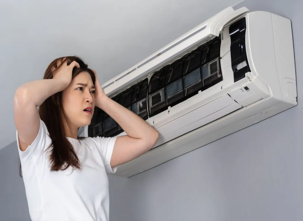 Woman with ac maintenance problems
